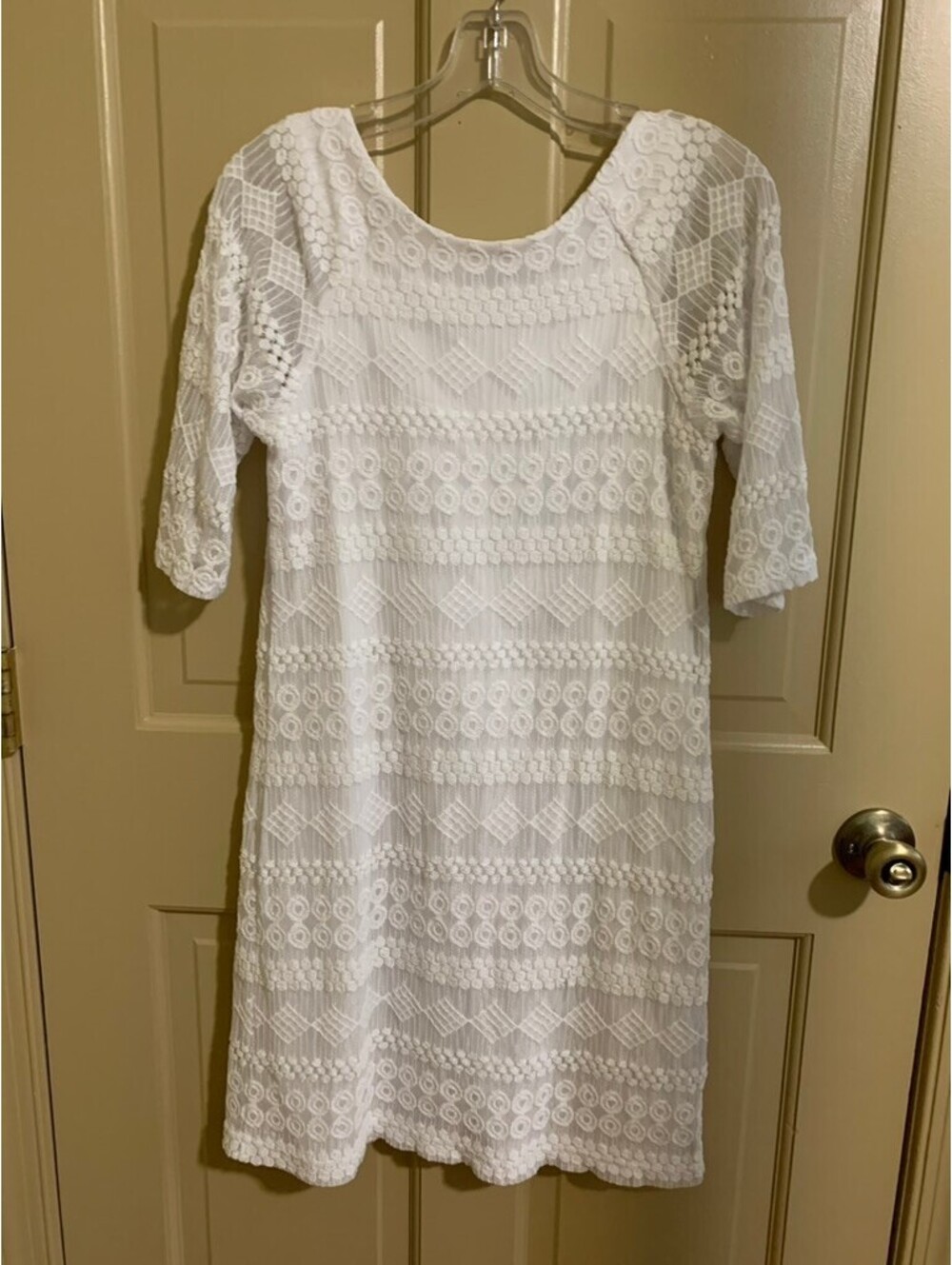 Rabbit Rabbit Rabbit White Geometric Lace Sheath Dress Size Medium - Picture 5 of 10